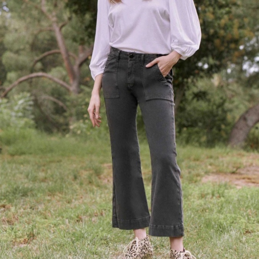 THE GREAT. Army Mariner Pants Flared Crop Size 25